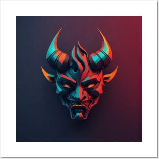 oni mask Posters and Art